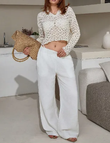 Bluza de plaja SHEIN, ecru
