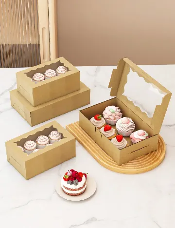 Set cutii pentru prajituri, 12 bucati SHEIN, maro