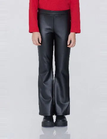 Pantaloni imitatie de piele Tezenis, negru