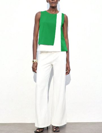 Bluza SHEIN, verde/alb