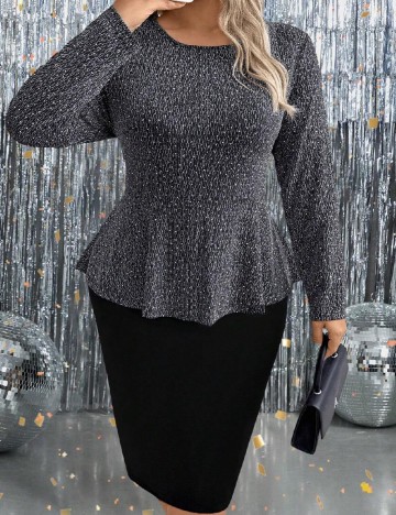 Rochie medie SHEIN CURVE, argintiu/negru