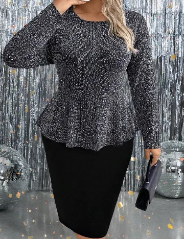 Rochie medie SHEIN CURVE, argintiu/negru