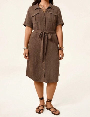 Rochie medie SHEIN CURVE, maro