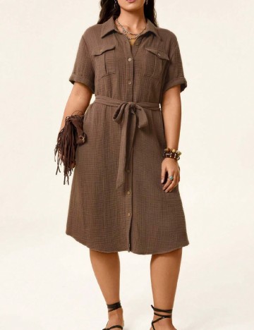 Rochie medie SHEIN CURVE, maro