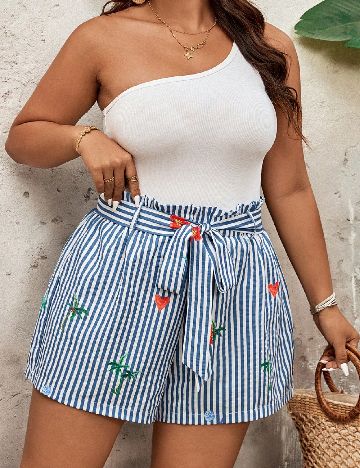 Pantaloni scurti SHEIN CURVE, albastru