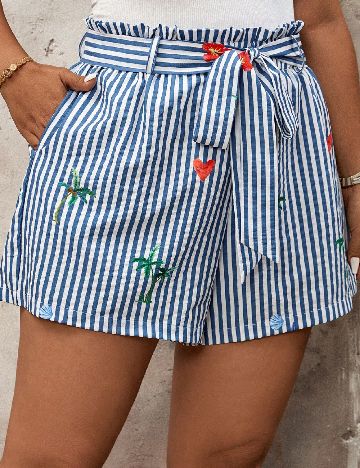 Pantaloni scurti SHEIN CURVE, albastru