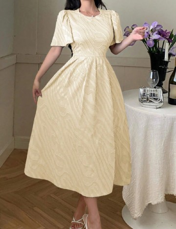 Rochie medie Dazy, crem