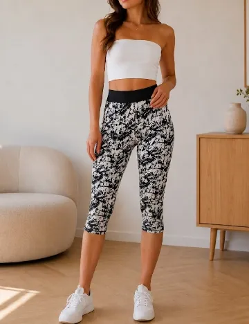 Colanti trei sferturi Tezenis, alb/negru