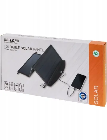 Încărcător solar cu panou pliabil, 28W Re-load, negru