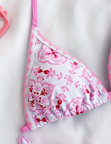 Costum de baie Shein Kids, roz/alb