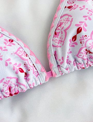 Costum de baie Shein Kids, roz/alb