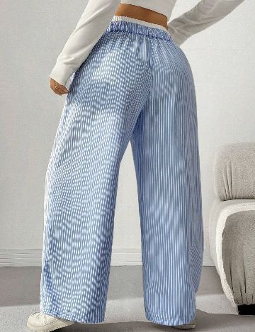 Pantaloni SHEIN CURVE, albastru/alb