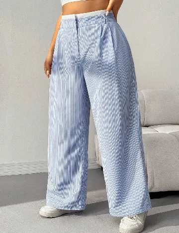 Pantaloni SHEIN CURVE, albastru/alb