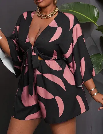 Salopeta SHEIN CURVE, negru/roz