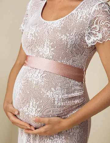 Rochie medie SHEIN Maternity, roz pudra inchis/alb