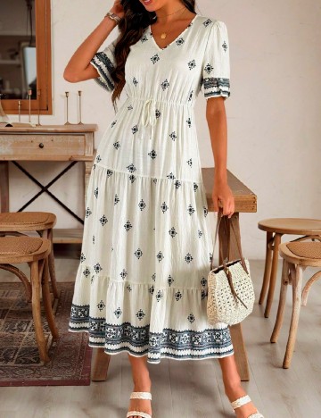 Rochie lunga Emery Rose, ecru