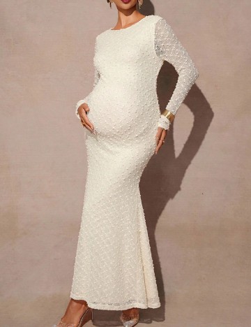 Rochie lunga SHEIN Maternity, ecru