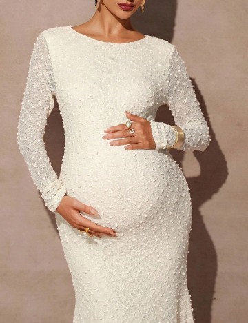 Rochie lunga SHEIN Maternity, ecru