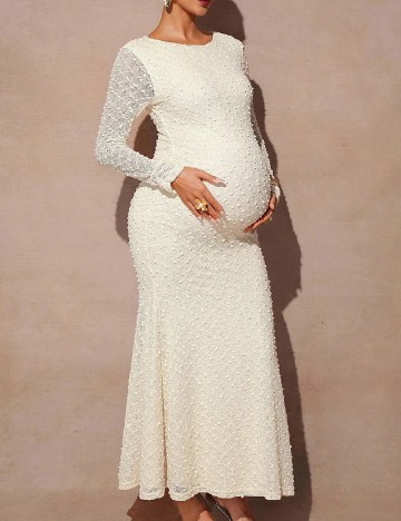 Rochie lunga SHEIN Maternity, ecru