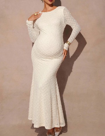 Rochie lunga SHEIN Maternity, ecru