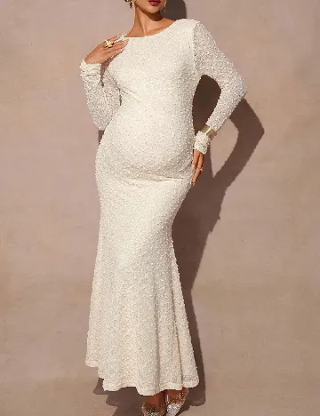 Rochie lunga SHEIN Maternity, ecru