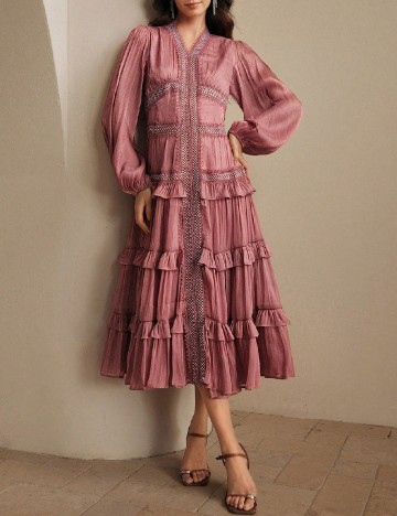 Rochie medie Anewsta, roz