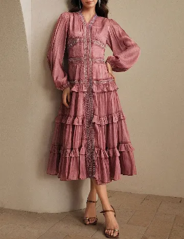 Rochie medie Anewsta, roz