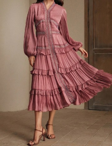 Rochie medie Anewsta, roz