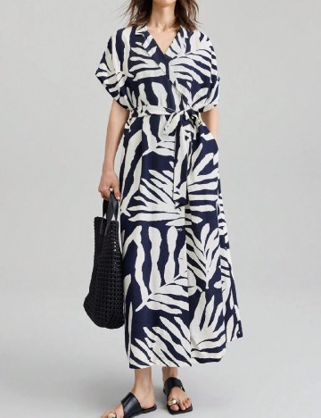 Rochie lunga SHEIN, alb/albastru
