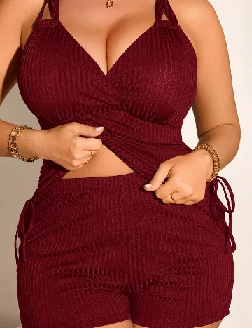 Costum de baie SHEIN CURVE, visiniu