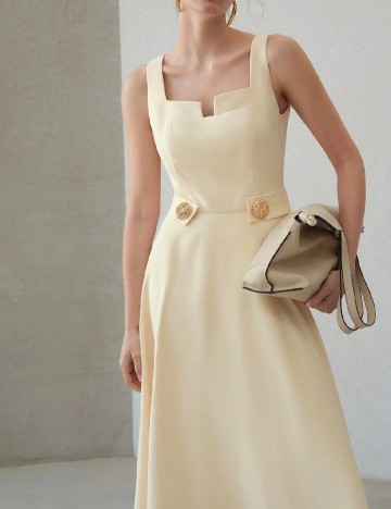 Rochie medie MOTF, crem