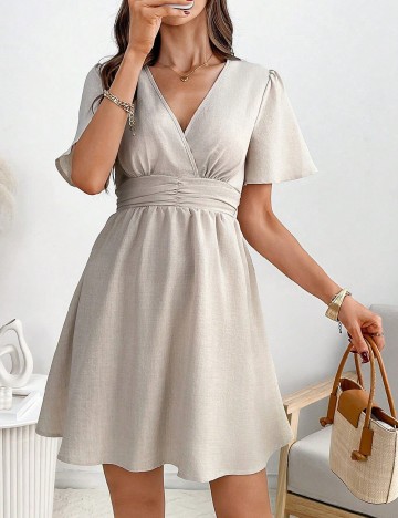 Rochie scurta Emery Rose, bej