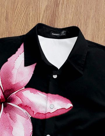 Camasa SHEIN, negru/roz
