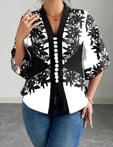 Bluza SHEIN CURVE, alb/negru