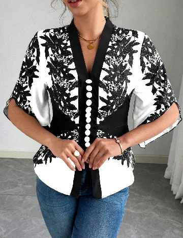 Bluza SHEIN CURVE, alb/negru