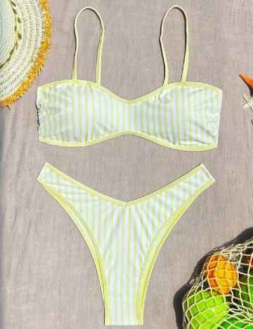 Costum de baie SHEIN, galben/alb