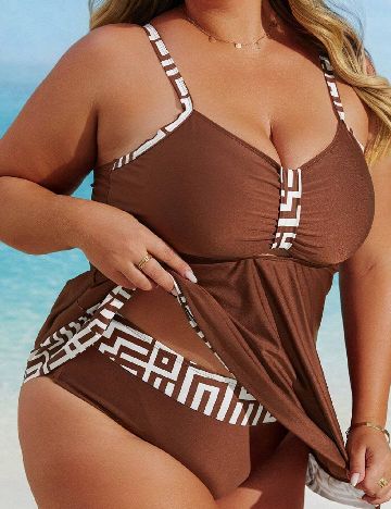 Costum de baie SHEIN CURVE, maro