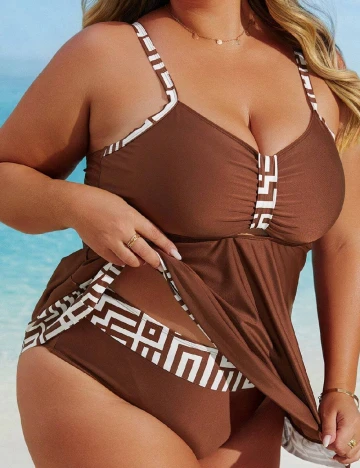 Costum de baie SHEIN CURVE, maro