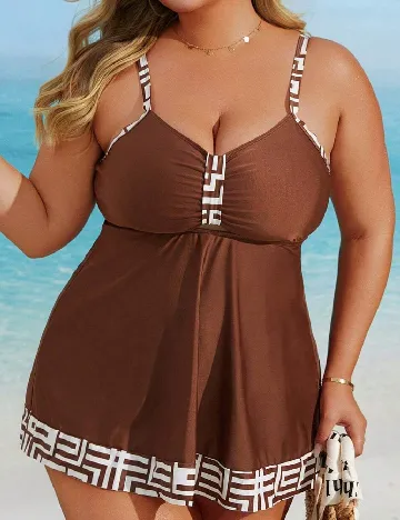 Costum de baie SHEIN CURVE, maro