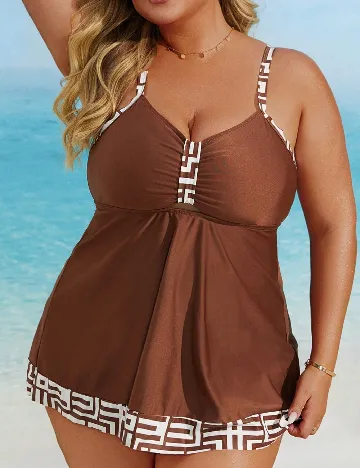 Costum de baie SHEIN CURVE, maro