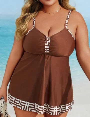 Costum de baie SHEIN CURVE, maro
