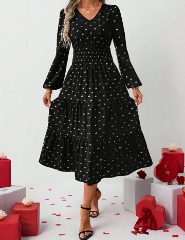 Rochie medie SHEIN, negru/auriu