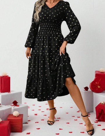 Rochie medie SHEIN, negru/auriu