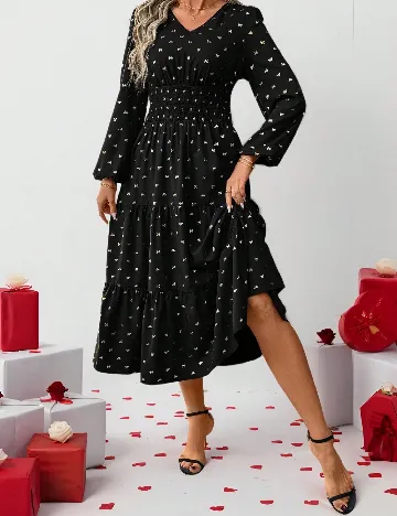 Rochie medie SHEIN, negru/auriu