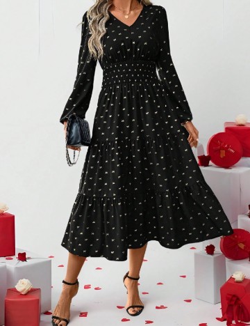Rochie medie SHEIN, negru/auriu