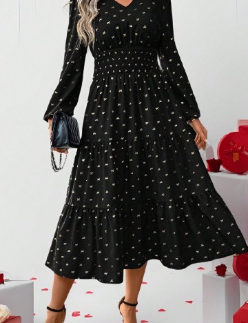 Rochie medie SHEIN, negru/auriu