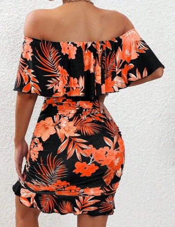 Rochie scurta SHEIN, portocaliu/negru