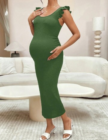 Rochie lunga SHEIN Maternity, verde