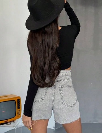 Pantaloni scurti SHEIN, gri/negru