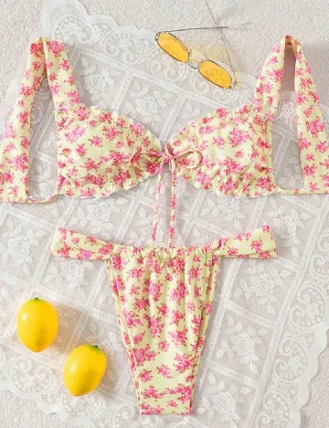 Costum de baie SHEIN, floral print